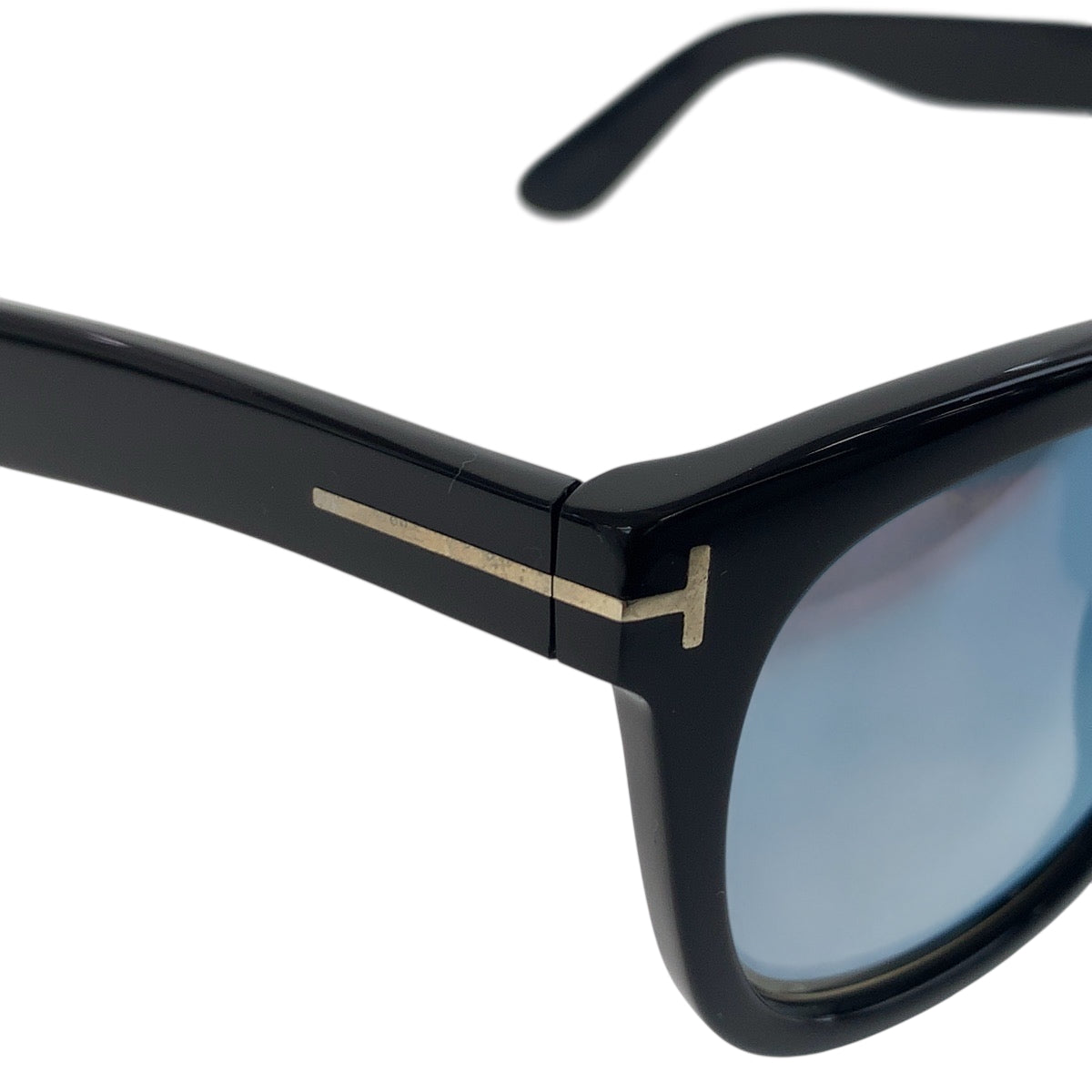18206
TOM FORD トムフォード ブラック 黒 ブルー プラスチック TF211AF サングラス ミラーレンズ ウェリントン  メンズ A26
