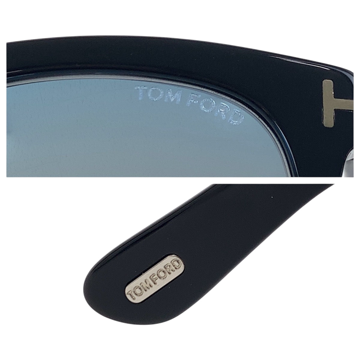18206
TOM FORD トムフォード ブラック 黒 ブルー プラスチック TF211AF サングラス ミラーレンズ ウェリントン  メンズ A26