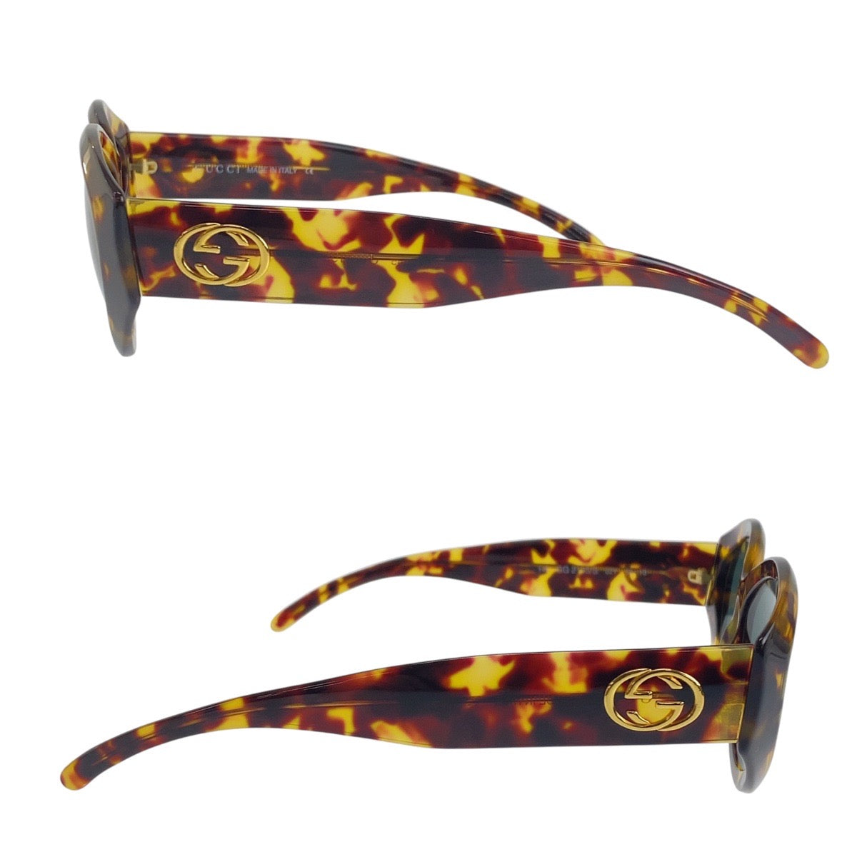 18207
GUCCI グッチ インターロッキング 男女兼用 ブラウン マーブル ゴールド金具 プラスチック GG2195 S 02Y 58 口13 145 サングラス オーバル  レディース A21