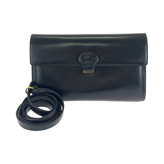 18212
GUCCI グッチ ヴィンテージ オールドグッチ ブラック 黒 ゴールド金具 レザー 26 004 0297 ショルダーバッグ クラッチバッグ 2way  レディース A63