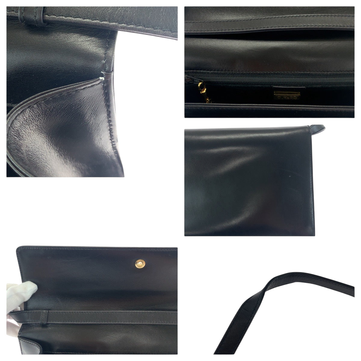 18212
GUCCI グッチ ヴィンテージ オールドグッチ ブラック 黒 ゴールド金具 レザー 26 004 0297 ショルダーバッグ クラッチバッグ 2way  レディース A63