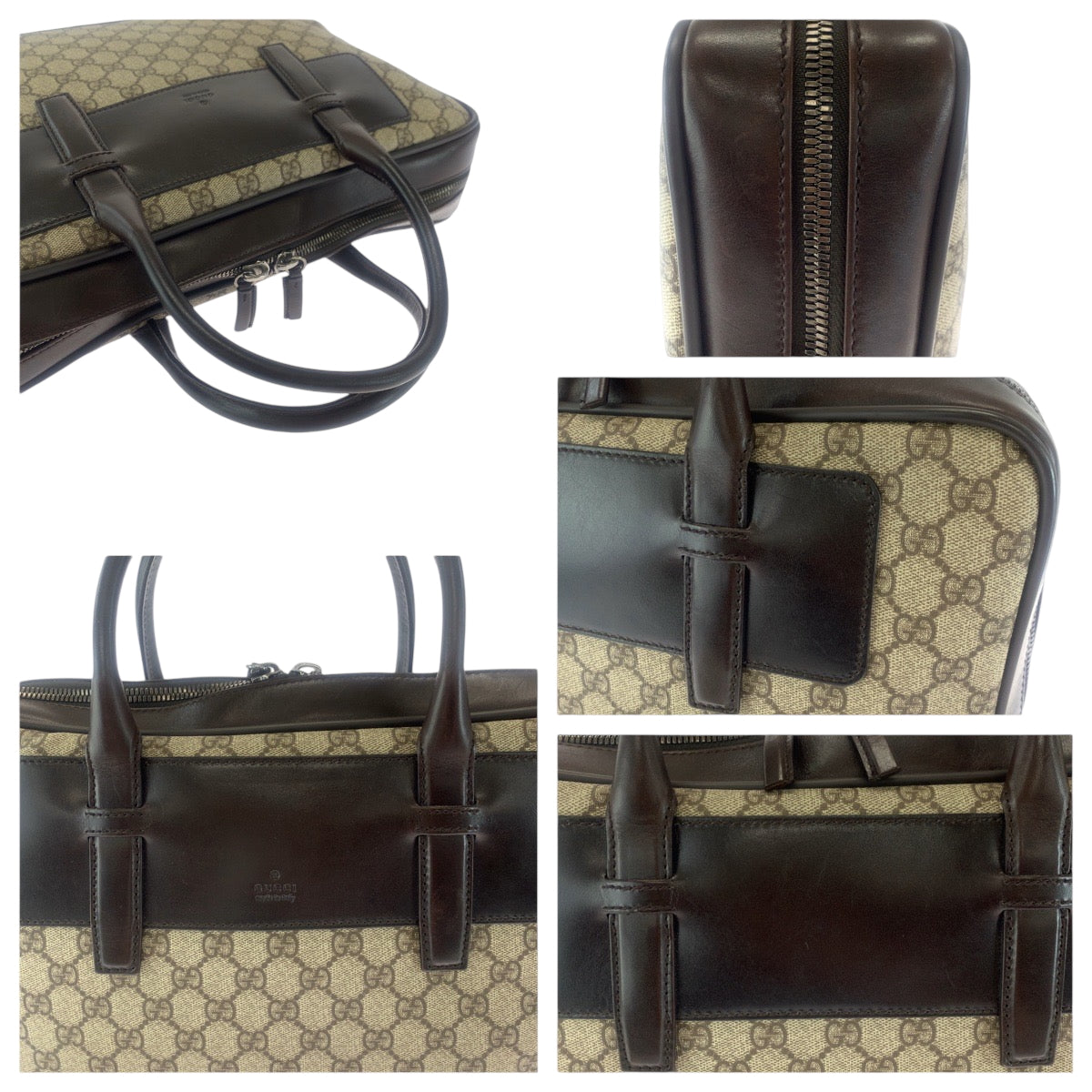 18213
GUCCI グッチ ベージュ ブラウン シルバー金具 GGスプリームキャンバス 101666 ビジネスバッグ ハンドバッグ  レディース ABP52