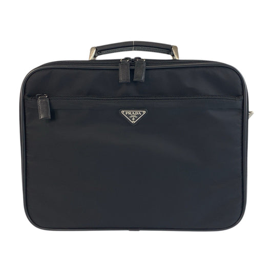 18314
PRADA プラダ テスート 三角ロゴプレート ブラック 黒 シルバー金具 ナイロン / レザー ビジネスバッグ ブリーフケース メンズ SA77