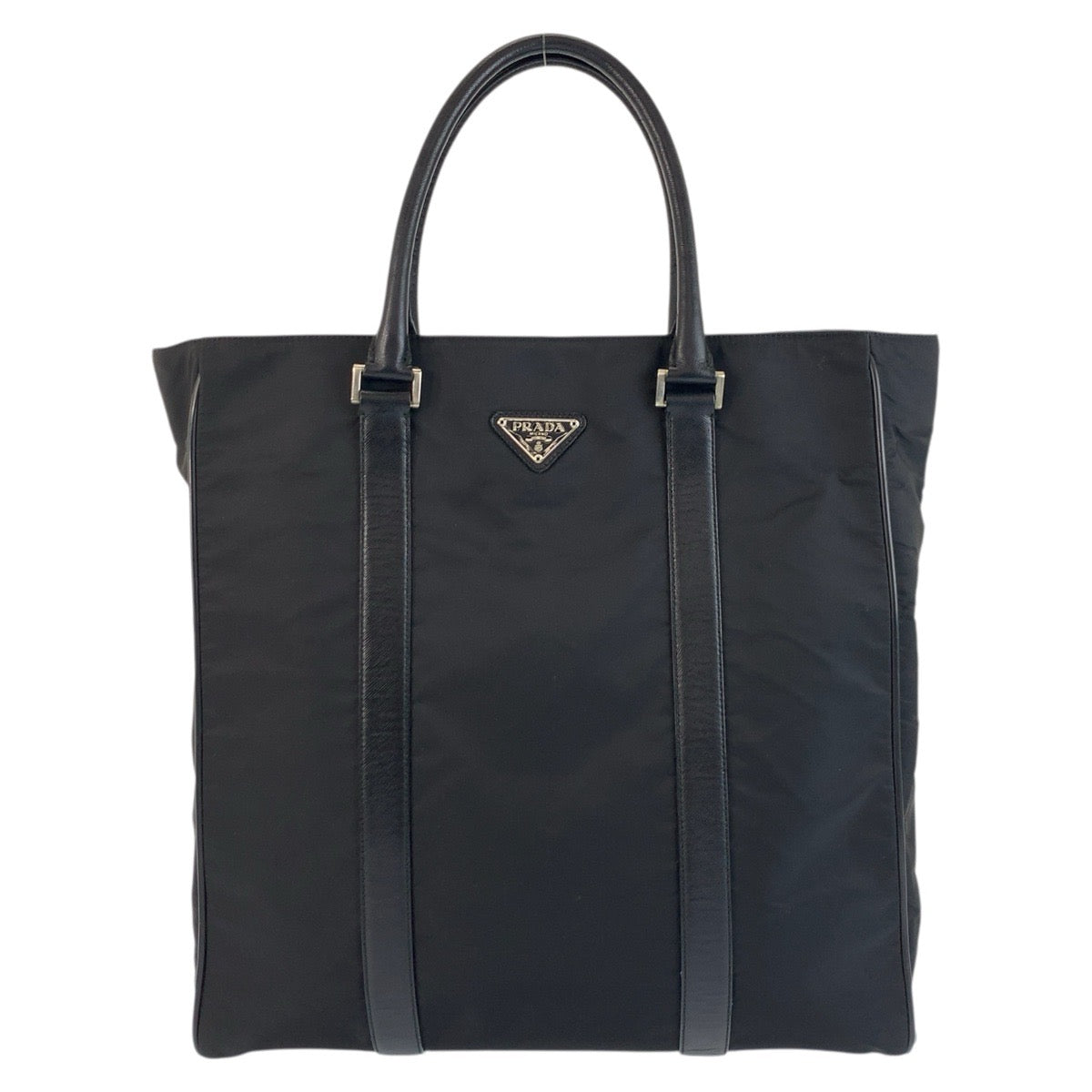 18316
PRADA プラダ テスート 三角ロゴプレート サフィアーノレザー ブラック 黒 シルバー金具 ナイロン / レザー トートバッグ ショルダーバッグ ビジネスバッグ  メンズ A68