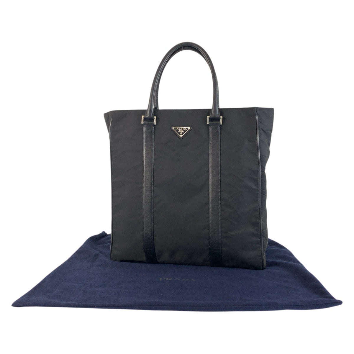 18316
PRADA プラダ テスート 三角ロゴプレート サフィアーノレザー ブラック 黒 シルバー金具 ナイロン / レザー トートバッグ ショルダーバッグ ビジネスバッグ  メンズ A68