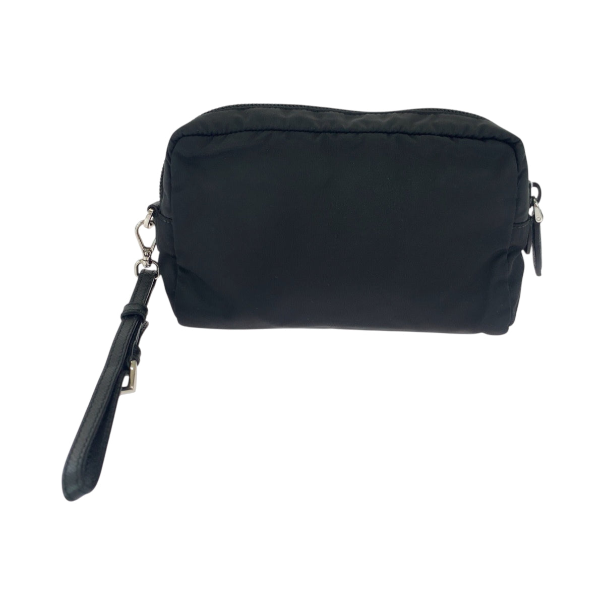 18317
PRADA Tessuto Triangle Logo Plate Black Silver Hardware Nylon Pouch Cosmetic Pouch Women's