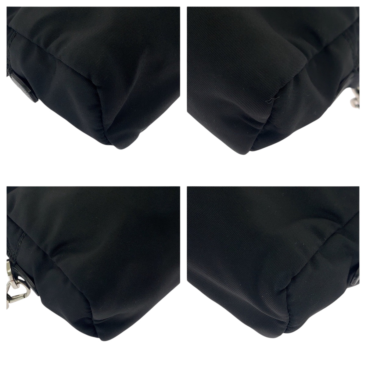 18317
PRADA Tessuto Triangle Logo Plate Black Silver Hardware Nylon Pouch Cosmetic Pouch Women's