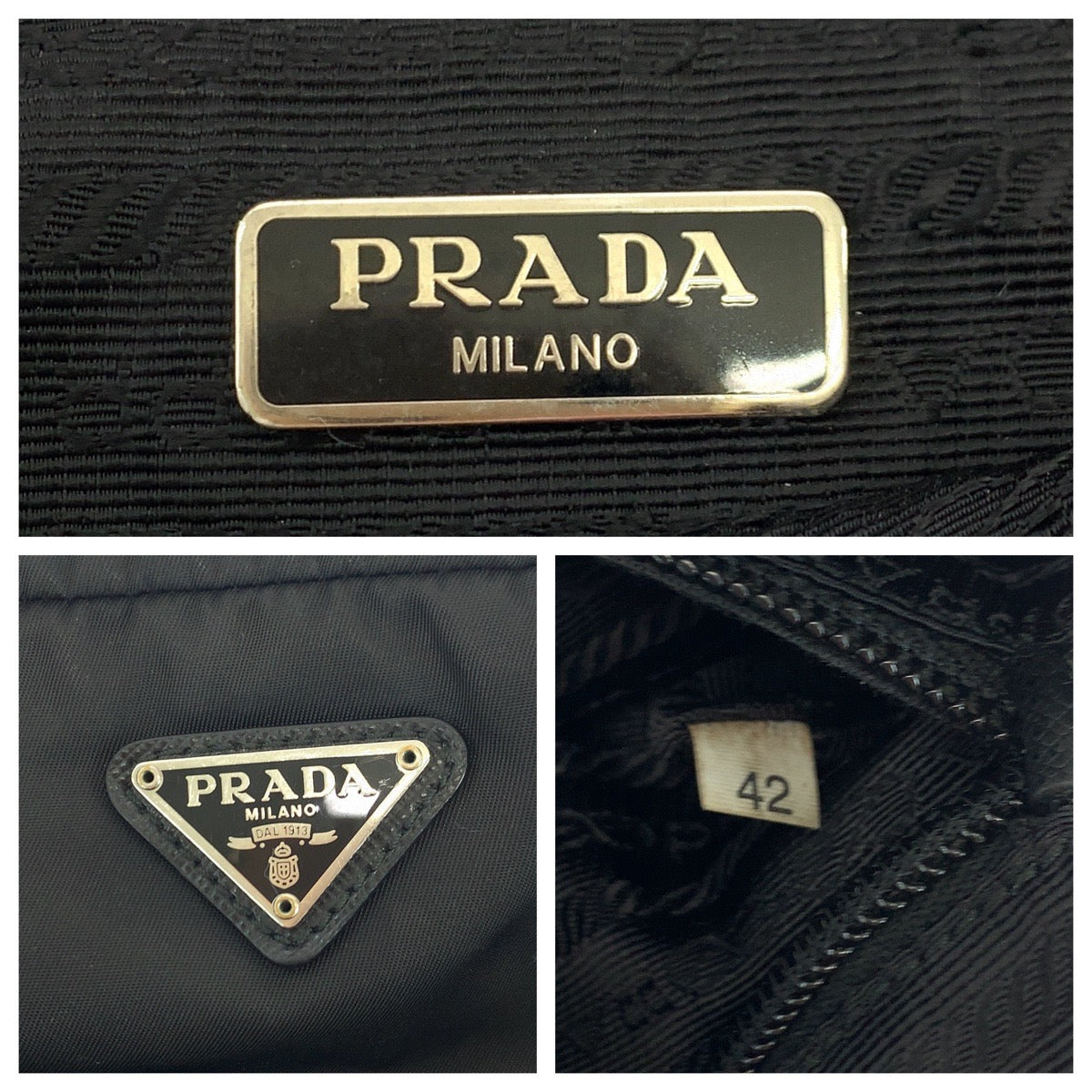 18317
PRADA Tessuto Triangle Logo Plate Black Silver Hardware Nylon Pouch Cosmetic Pouch Women's