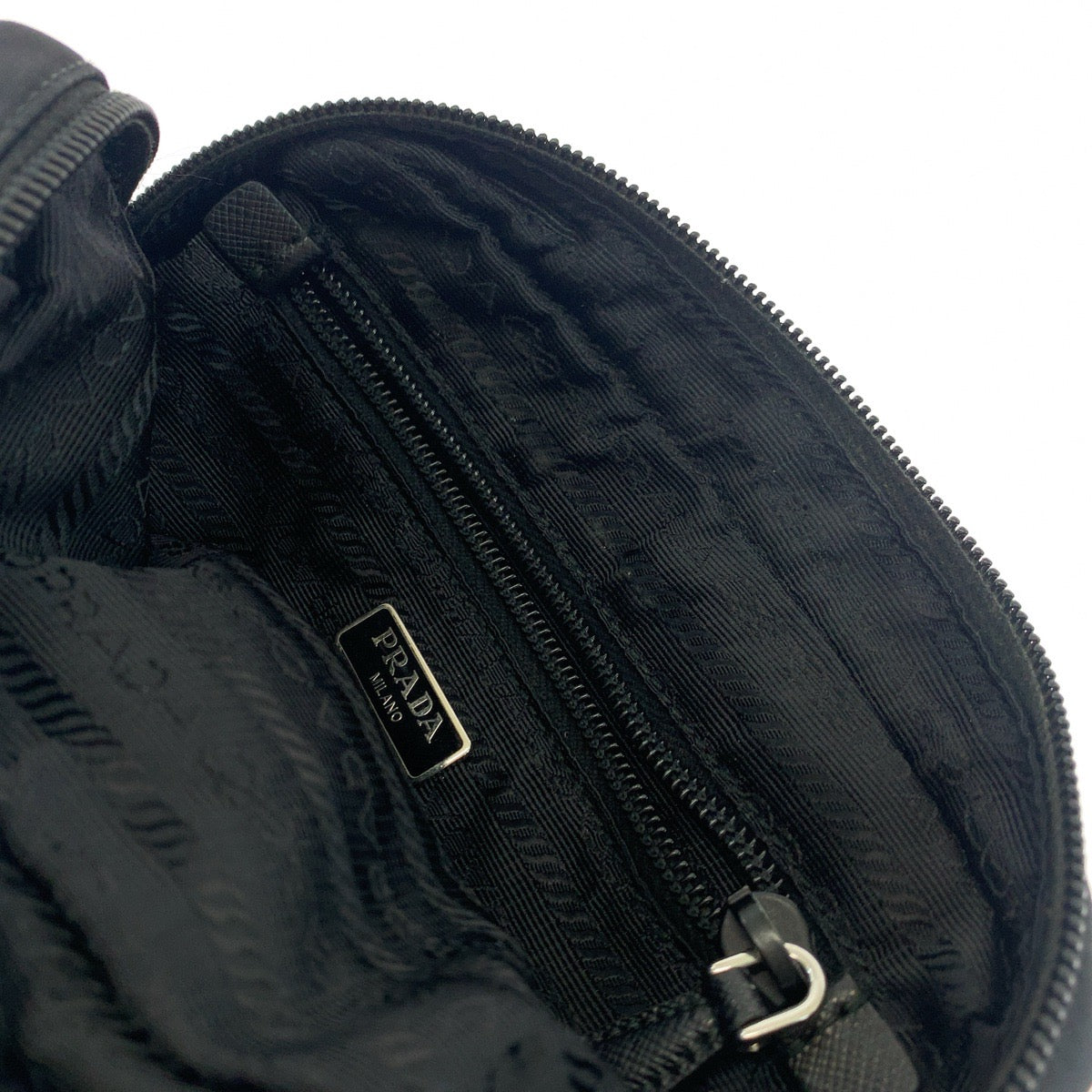 18317
PRADA Tessuto Triangle Logo Plate Black Silver Hardware Nylon Pouch Cosmetic Pouch Women's