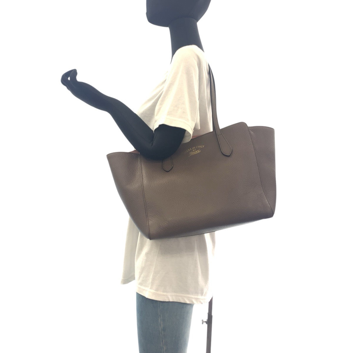 18318
GUCCI グッチ スウィング ブラウン グレージュ ピンク レザー 354408 トートバッグ ショルダーバッグ  レディース ABP52