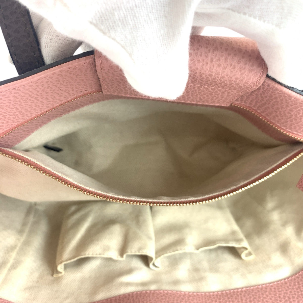 18318
GUCCI グッチ スウィング ブラウン グレージュ ピンク レザー 354408 トートバッグ ショルダーバッグ  レディース ABP52