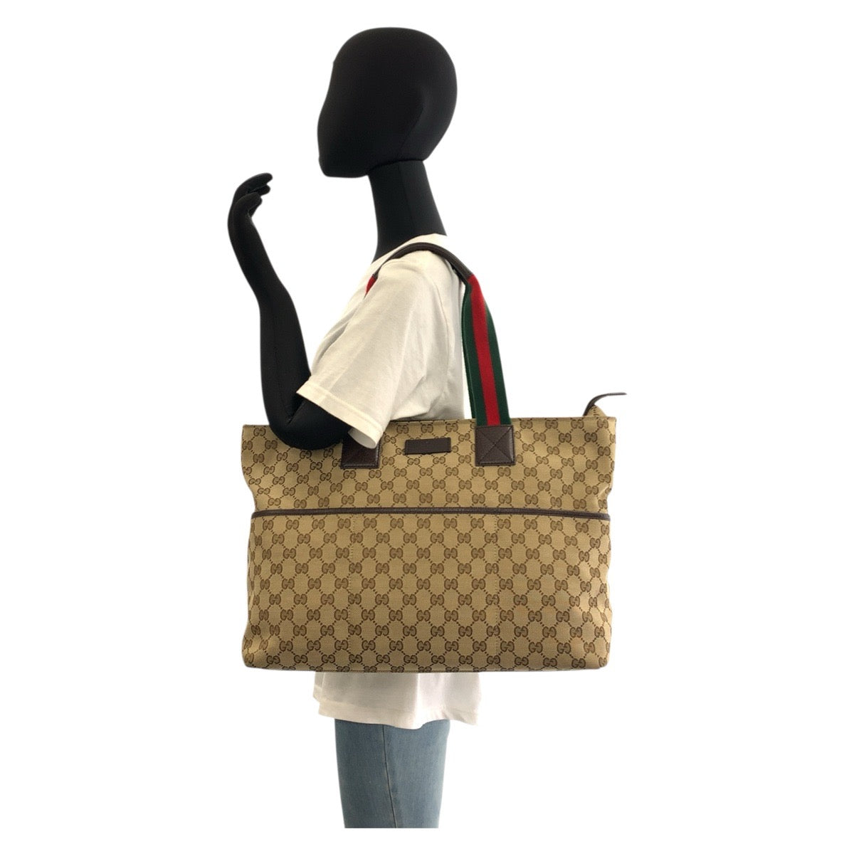 18320
GUCCI グッチ シェリーライン ベージュ ブラウン GGキャンバス 155524 トートバッグ ショルダーバッグ  レディース A64