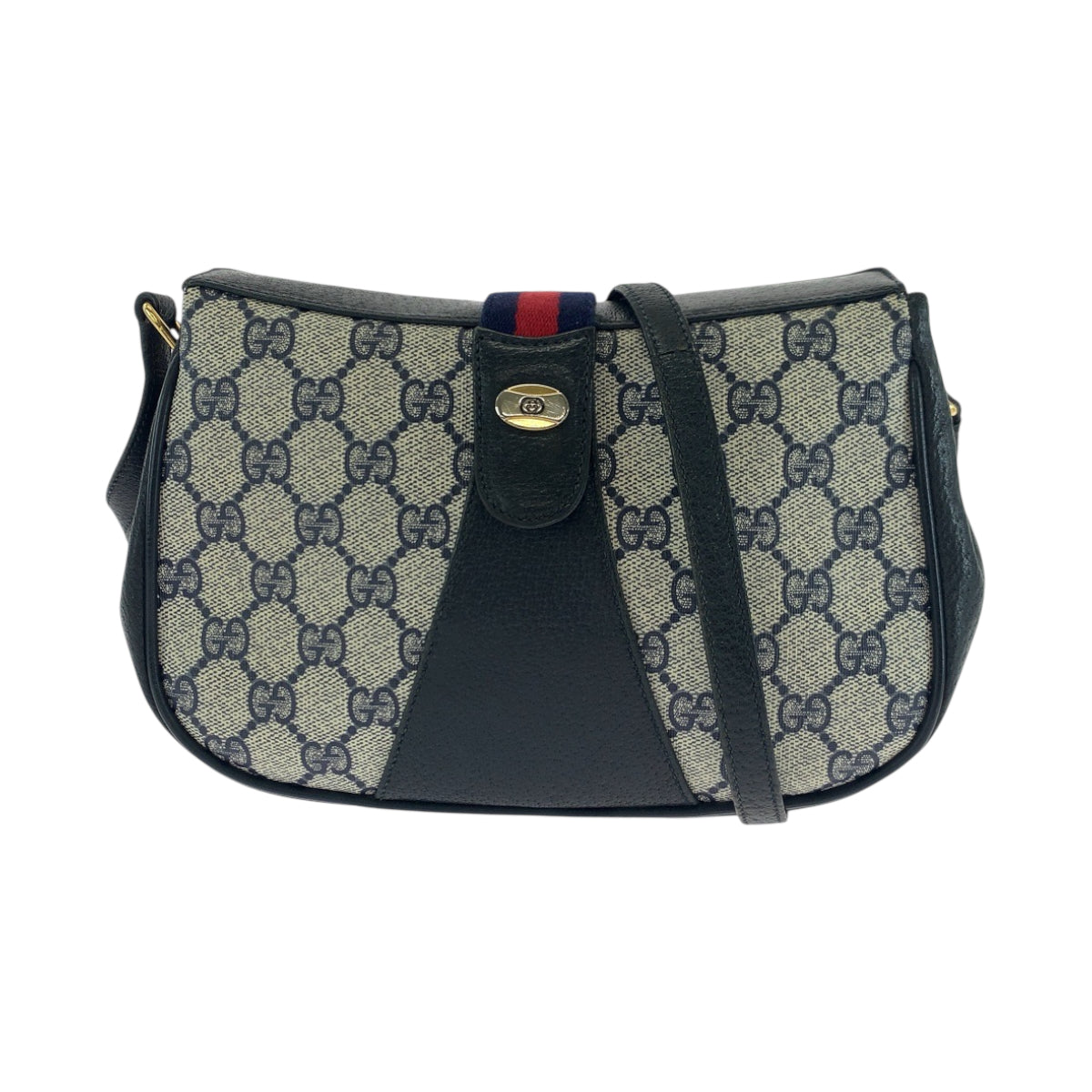 18322
GUCCI グッチ ヴィンテージ オールドグッチ シェリーライン ネイビー グレー ゴールド金具 GGスプリームキャンバス 66 02 024 ショルダーバッグ ポシェット レディース AB40