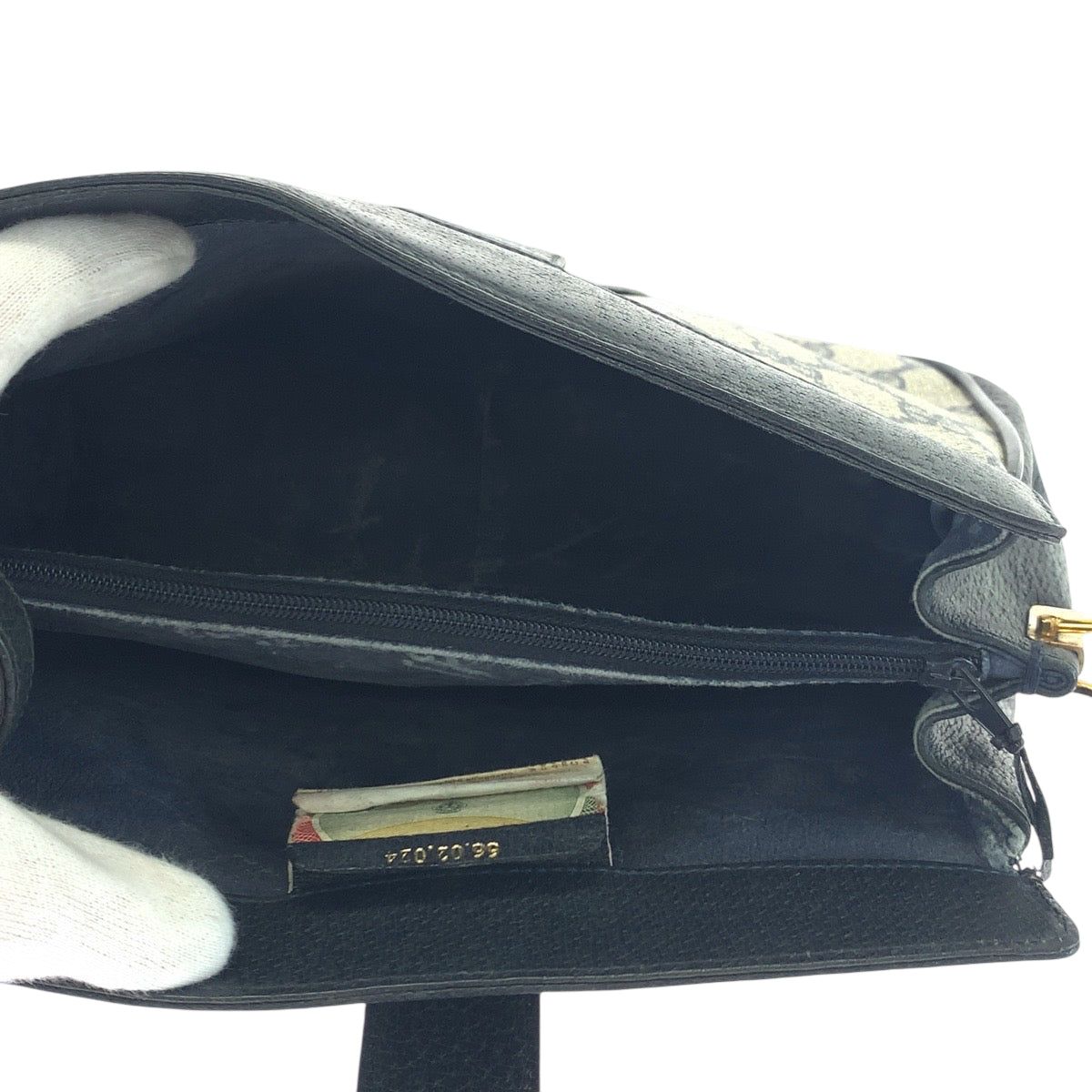 18322
GUCCI グッチ ヴィンテージ オールドグッチ シェリーライン ネイビー グレー ゴールド金具 GGスプリームキャンバス 66 02 024 ショルダーバッグ ポシェット レディース AB40