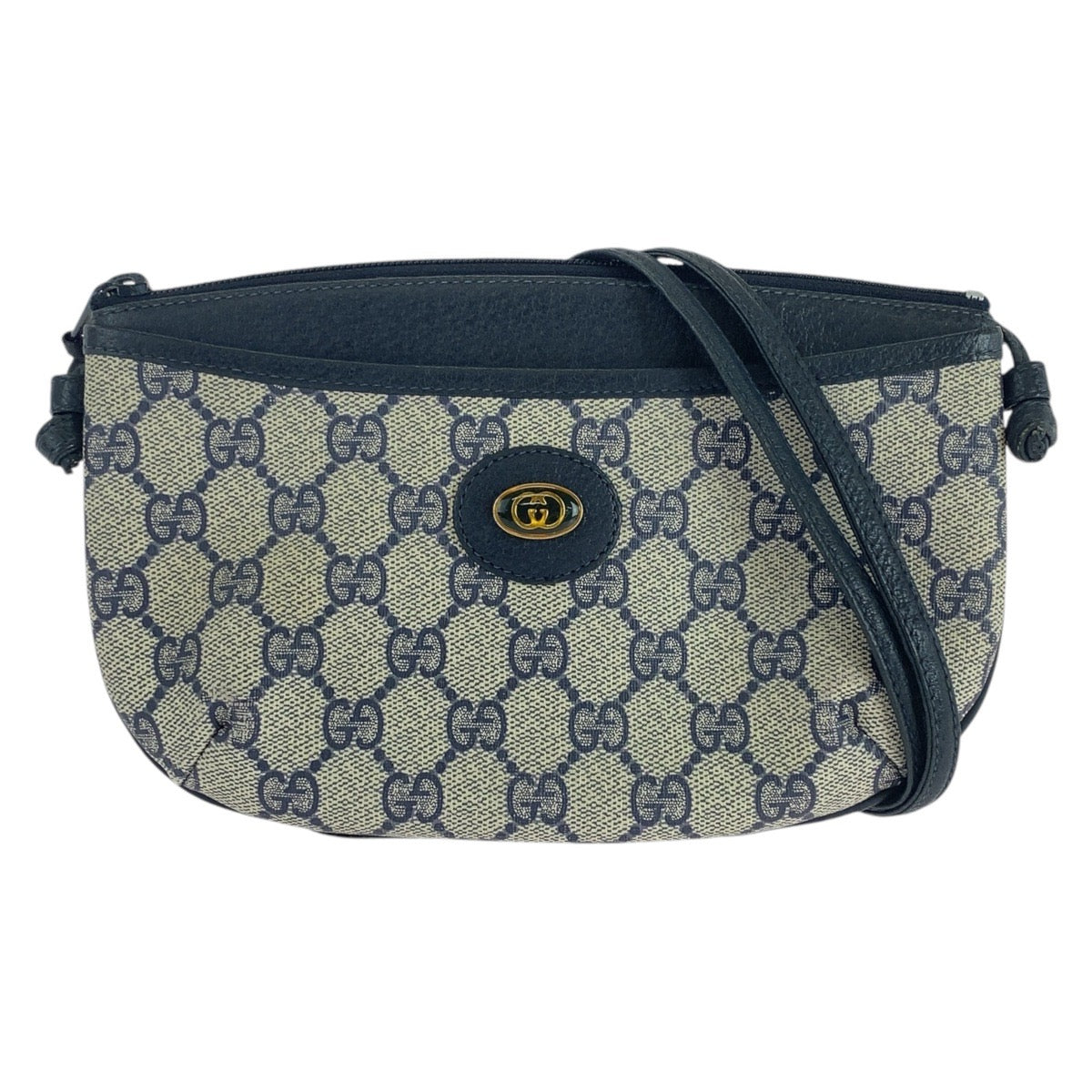 18323
GUCCI グッチ オールドグッチ グレー ネイビー GGスプリームキャンバス / レザー 904 02 020 ショルダーバッグ ポシェット  レディース AB33