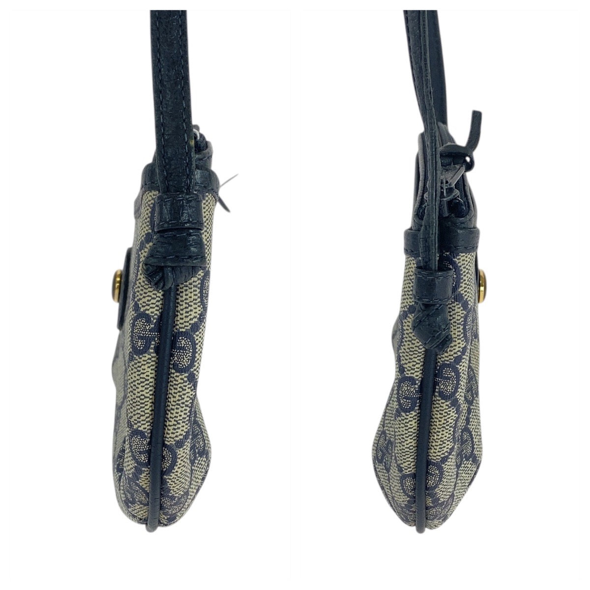 18323
GUCCI グッチ オールドグッチ グレー ネイビー GGスプリームキャンバス / レザー 904 02 020 ショルダーバッグ ポシェット  レディース AB33