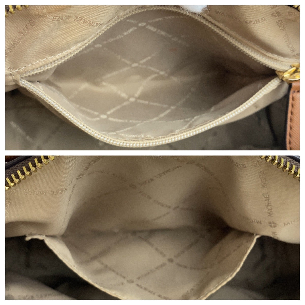 18331
Michael Kors マイケルコース MKシグネチャー シアラ ブラウン ゴールド金具 PVC / レザー ハンドバッグ  レディース ABP16