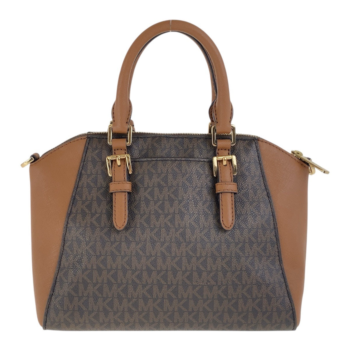 18331
Michael Kors マイケルコース MKシグネチャー シアラ ブラウン ゴールド金具 PVC / レザー ハンドバッグ  レディース ABP16