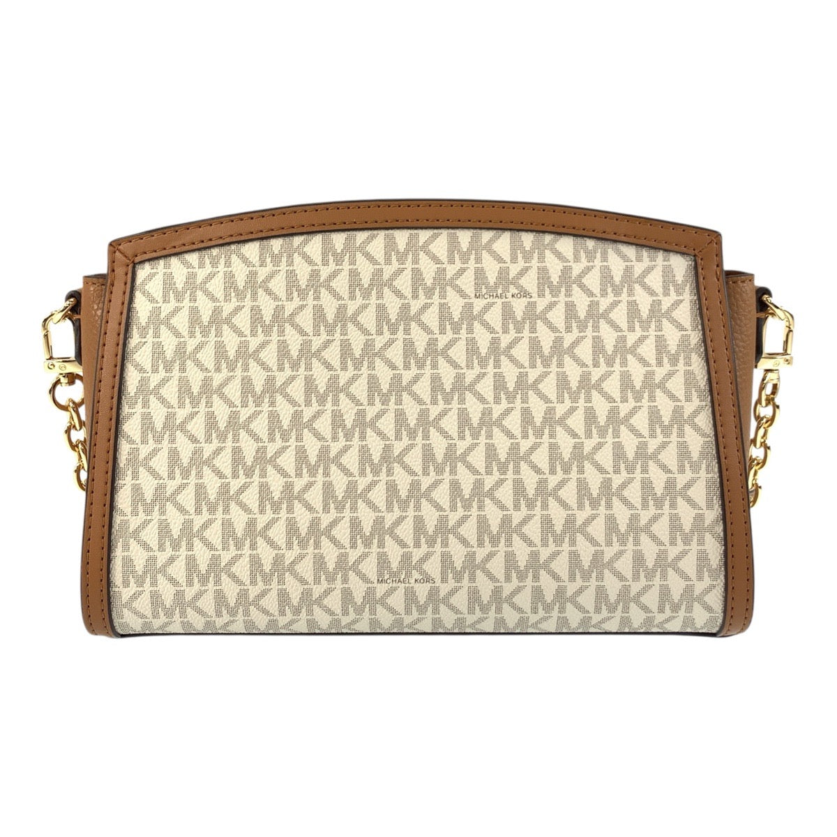 18332
Michael Kors マイケルコース MKシグネチャー ホワイト ブラウン ゴールド金具 PVC / レザー 00278 ショルダーバッグ ポシェット  レディース A20
