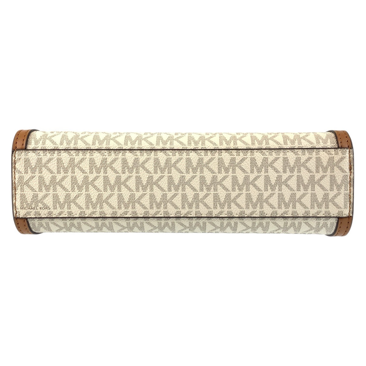 18332
Michael Kors マイケルコース MKシグネチャー ホワイト ブラウン ゴールド金具 PVC / レザー 00278 ショルダーバッグ ポシェット  レディース A20