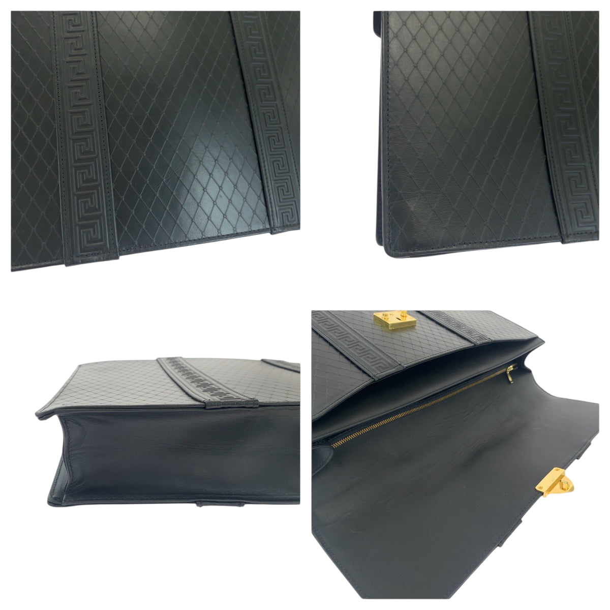 18335
Gianni Versace ジャンニ ヴェルサーチ ヴィンテージ サンバースト ブラック 黒 ゴールド金具 レザー ビジネスバッグ ブリーフケース ハンドバッグ  メンズ A77