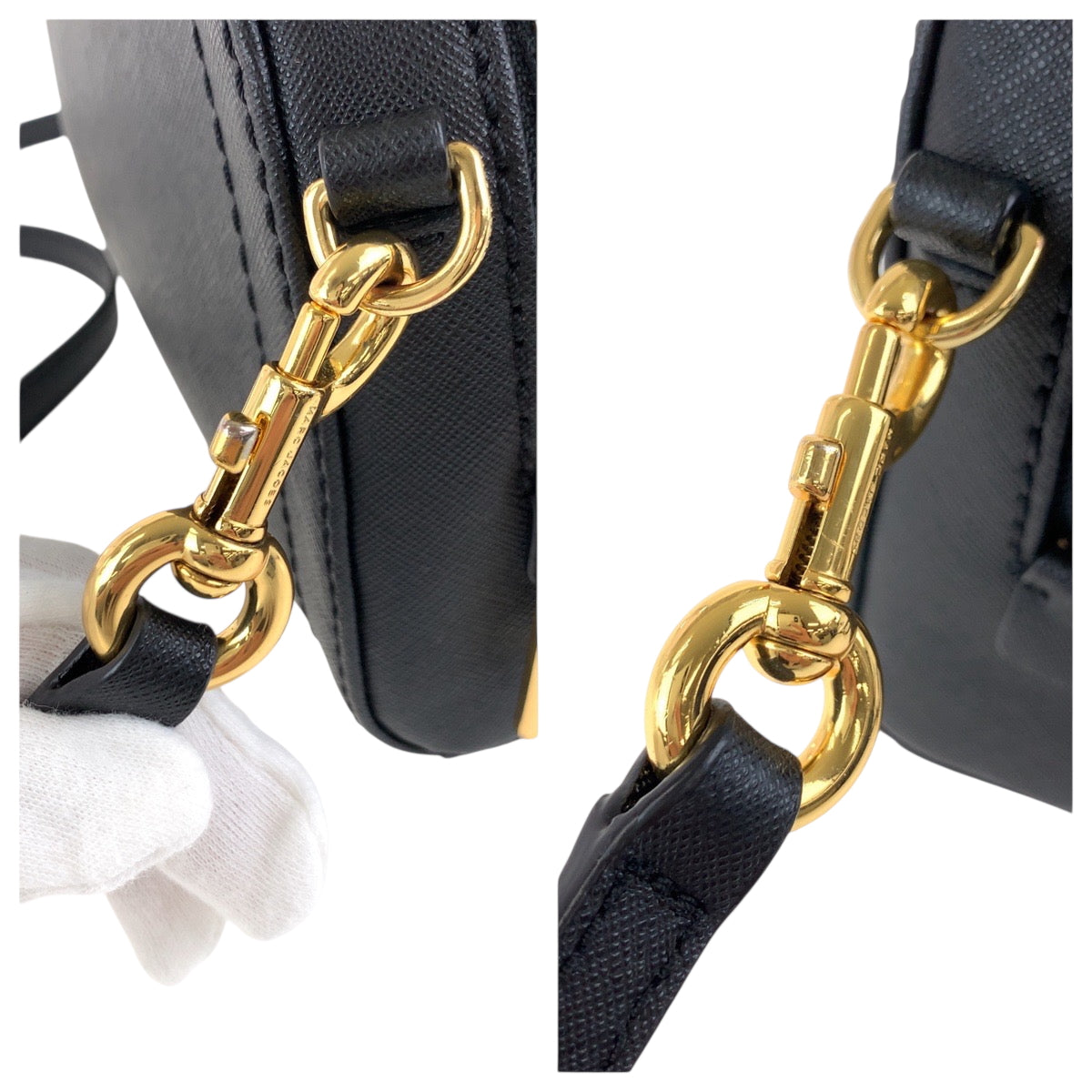 18336
MARC JACOBS マークジェイコブス ブラック 黒 ゴールド金具 PVC ショルダーバッグ ポシェット  レディース A20