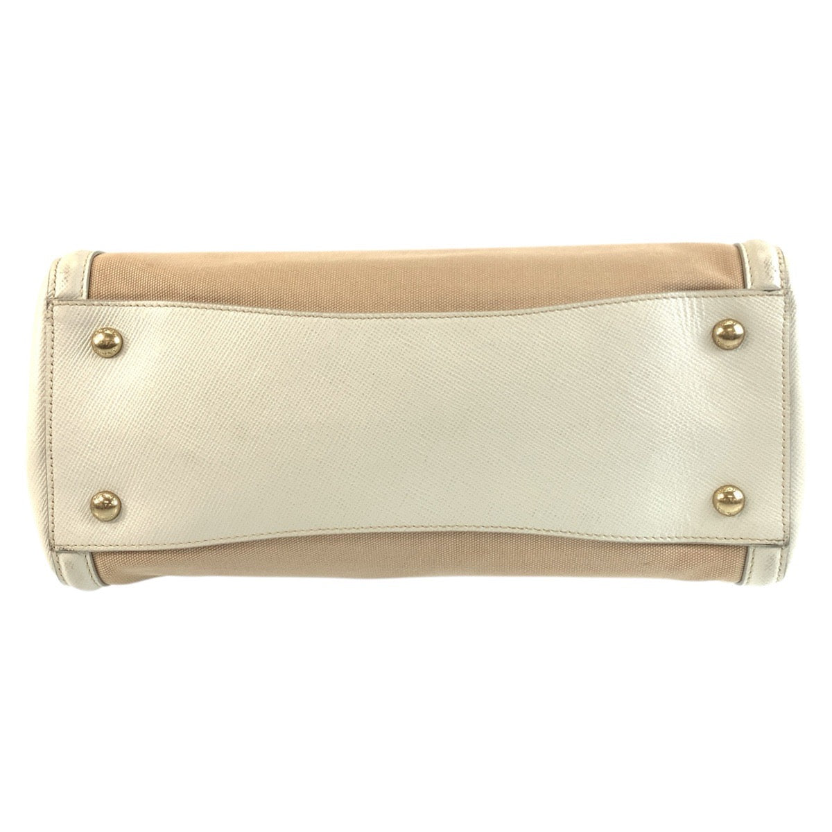 18337
PRADA プラダ ベージュ ホワイト ゴールド金具 キャンバス / レザー ハンドバッグ トートバッグ ショルダーバッグ 2way  レディース