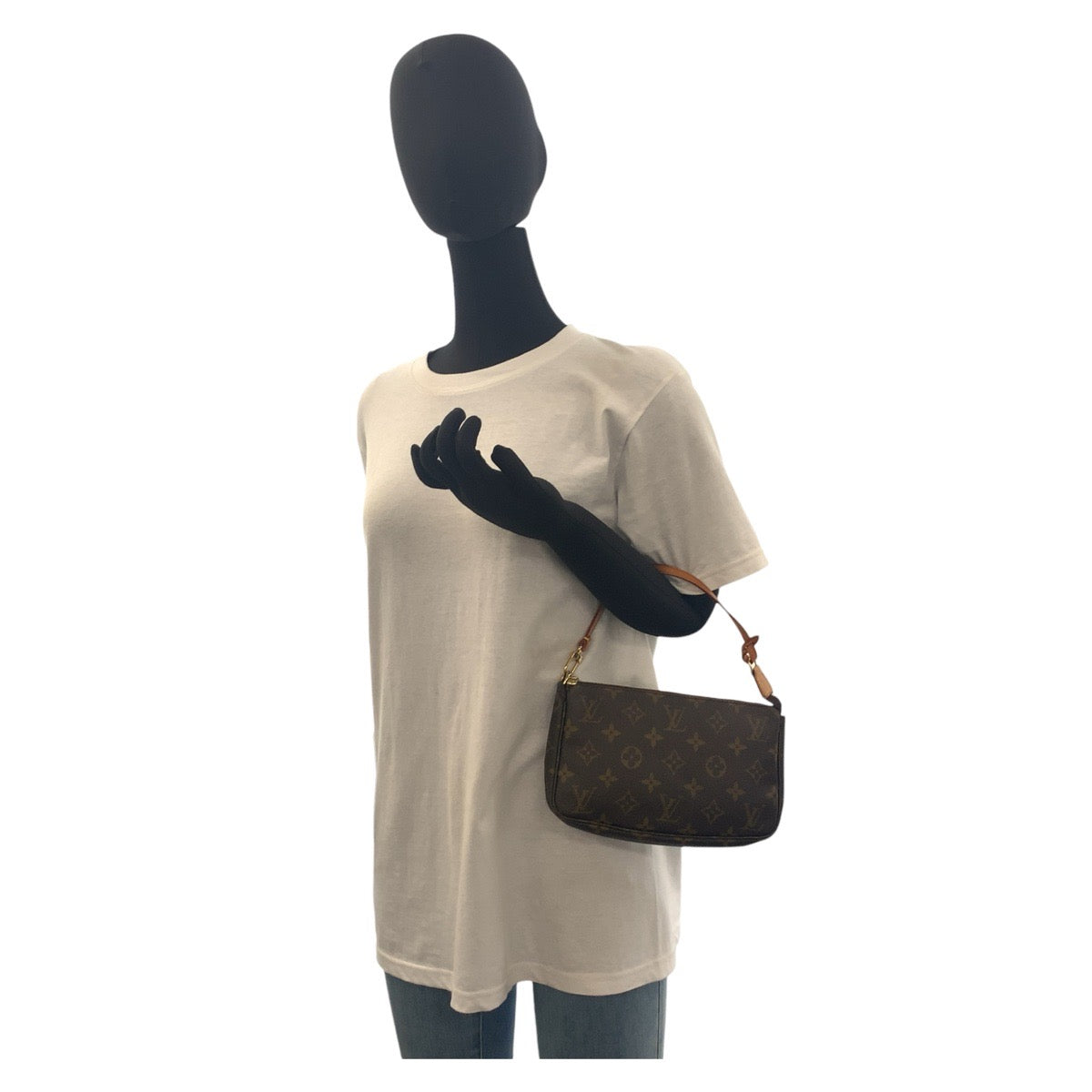 18342
LOUIS VUITTON ルイヴィトン モノグラム ポシェット アクセソワール ブラウン ゴールド金具 PVC / レザー M51980 ハンドバッグ アクセサリーポーチ レディース AB60
