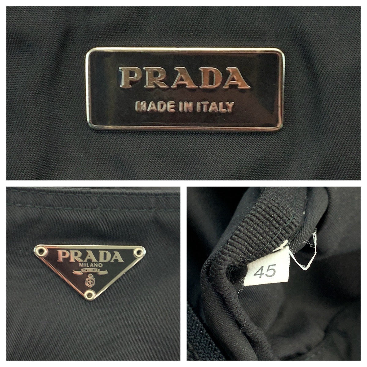 18344
PRADA プラダ テスート 三角ロゴプレート ブラック 黒 シルバー金具 ナイロン トートバッグ ショルダーバッグ  レディース AB30