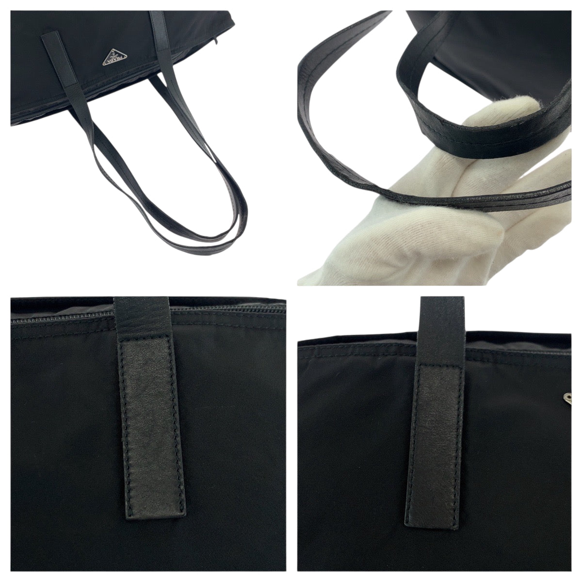 18344
PRADA プラダ テスート 三角ロゴプレート ブラック 黒 シルバー金具 ナイロン トートバッグ ショルダーバッグ  レディース AB30