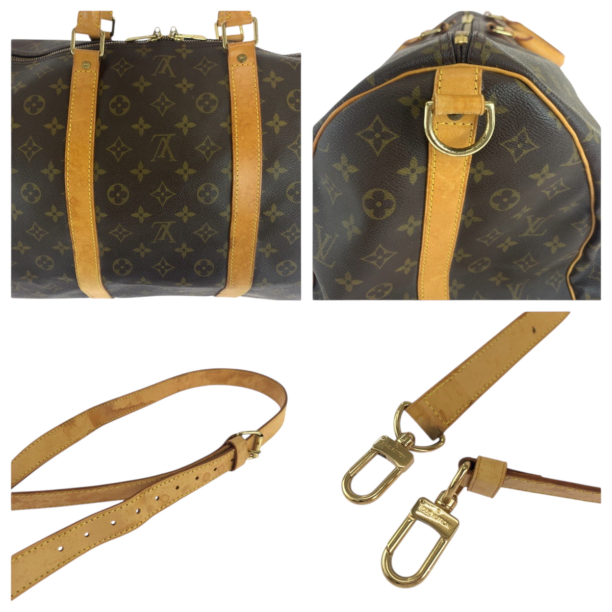 18345
LOUIS VUITTON ルイヴィトン モノグラム キーポル60 バンドリエール ブラウン ゴールド金具 PVC M41412 ショルダーバッグ ボストンバッグ 2way  レディース AB84
