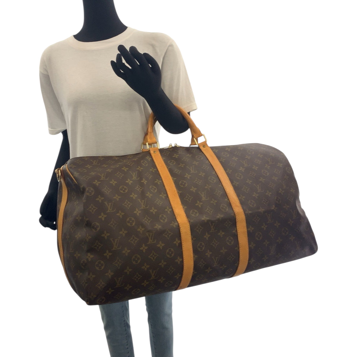 18345
LOUIS VUITTON ルイヴィトン モノグラム キーポル60 バンドリエール ブラウン ゴールド金具 PVC M41412 ショルダーバッグ ボストンバッグ 2way  レディース AB84