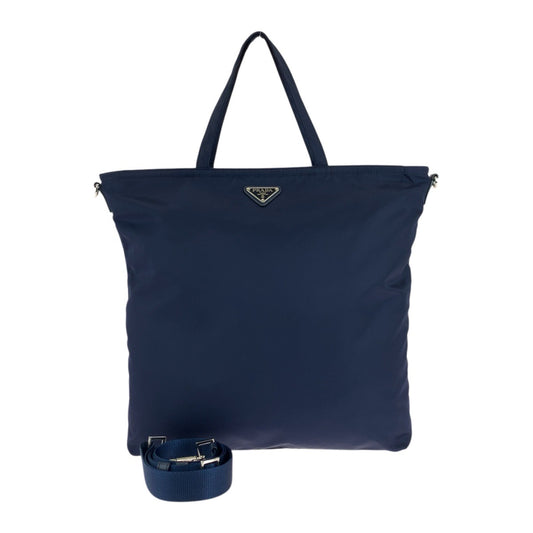18348
PRADA プラダ テスート 三角ロゴプレート ネイビー シルバー金具 ナイロン トートバッグ ショルダーバッグ 2way レディース A54