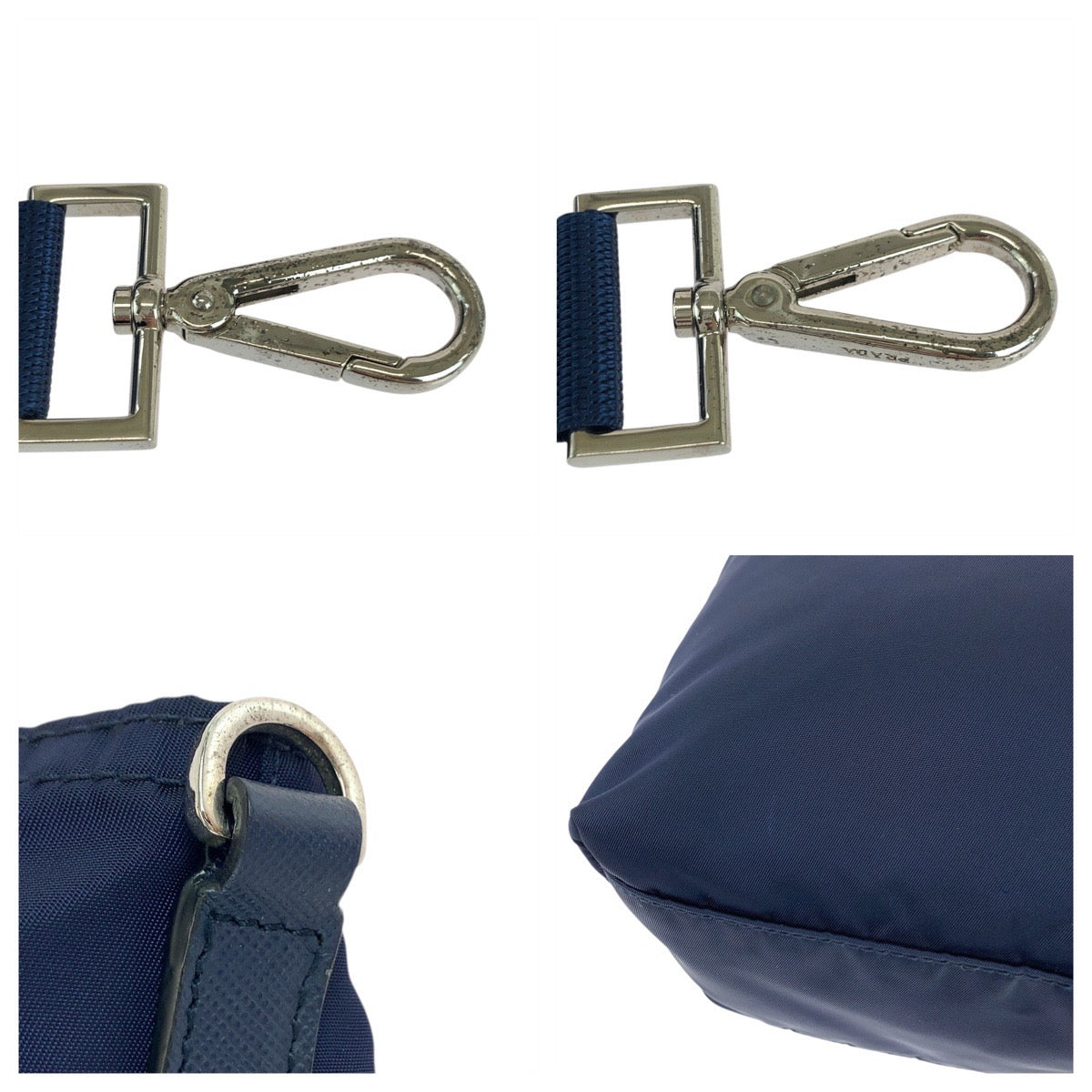 18348
PRADA プラダ テスート 三角ロゴプレート ネイビー シルバー金具 ナイロン トートバッグ ショルダーバッグ 2way レディース A54