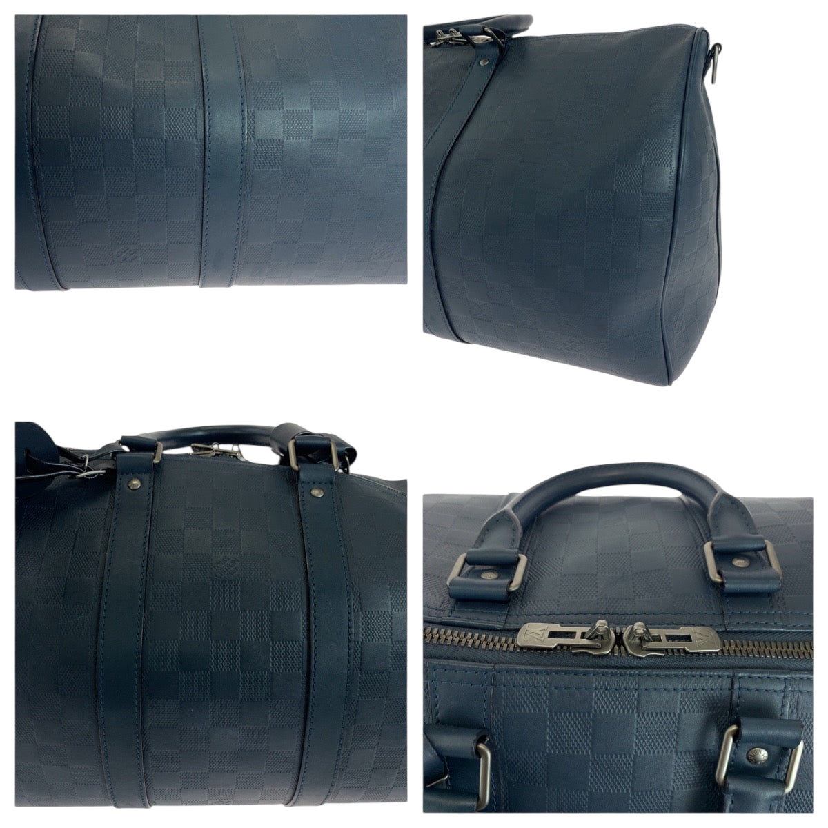 18349
LOUIS VUITTON ルイヴィトン ダミエ アンフィニ キーポル45 バンドリエール 男女兼用 ネイビー シルバー金具 レザー N41290 ボストンバッグ ハンドバッグ  メンズ ABP190
