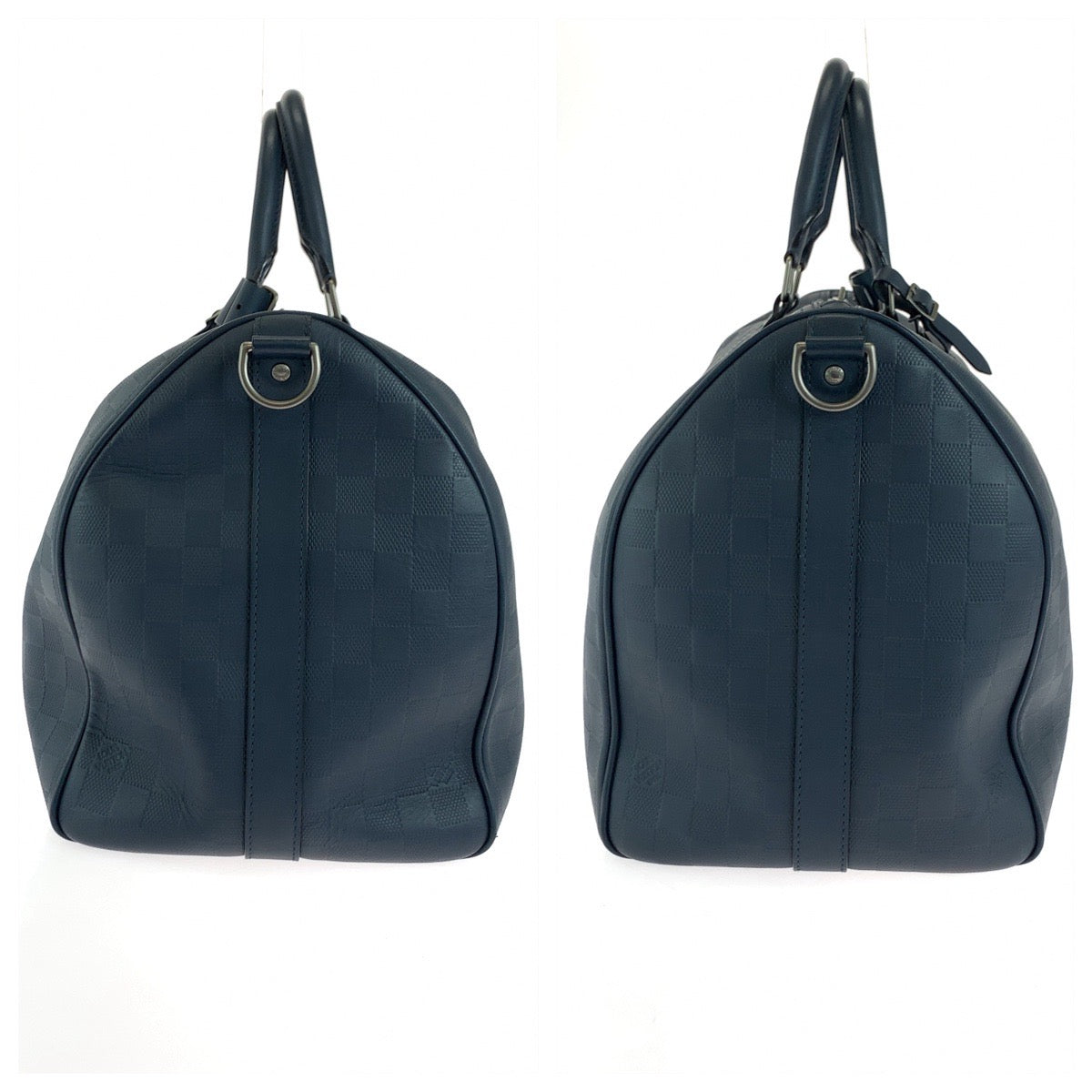 18349
LOUIS VUITTON ルイヴィトン ダミエ アンフィニ キーポル45 バンドリエール 男女兼用 ネイビー シルバー金具 レザー N41290 ボストンバッグ ハンドバッグ  メンズ ABP190