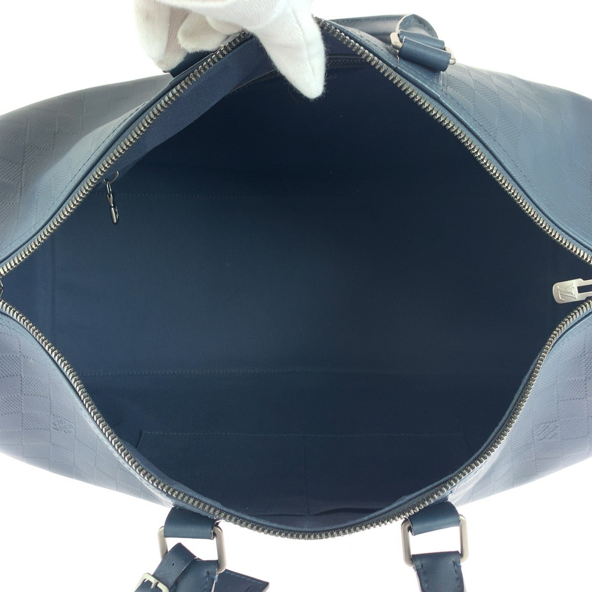18349
LOUIS VUITTON ルイヴィトン ダミエ アンフィニ キーポル45 バンドリエール 男女兼用 ネイビー シルバー金具 レザー N41290 ボストンバッグ ハンドバッグ  メンズ ABP190