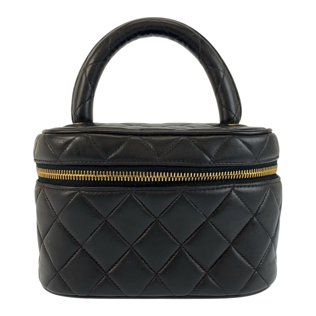 18350
CHANEL シャネル ヴィンテージ マトラッセ ブラック 黒 ゴールド金具 ラムスキン ハンドバッグ バニティバッグ レディース ABP98