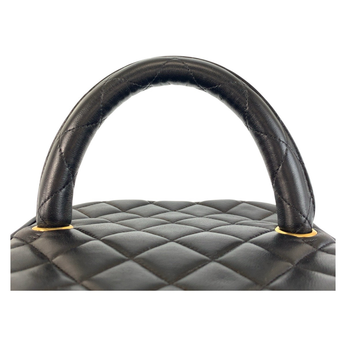 18350
CHANEL シャネル ヴィンテージ マトラッセ ブラック 黒 ゴールド金具 ラムスキン ハンドバッグ バニティバッグ レディース ABP98
