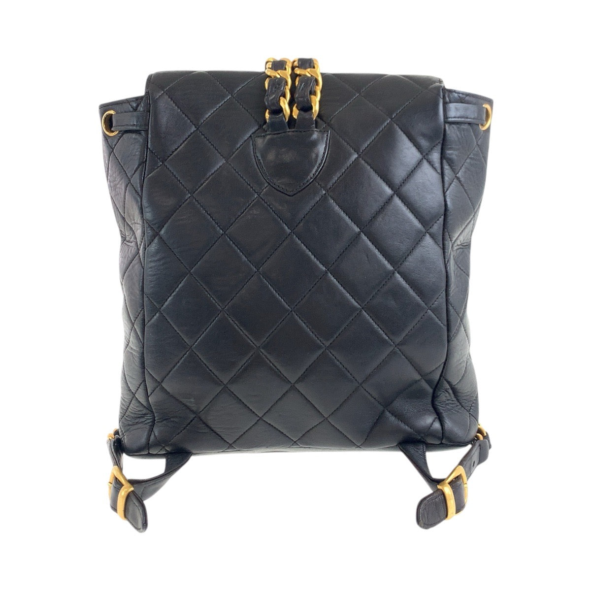 18353
CHANEL シャネル ヴィンテージ マトラッセ ダブルココマーク ターンロック チェーンショルダー ブラック 黒 ゴールド金具 ラムスキン リュック・デイパック バックパック  レディース ABP350