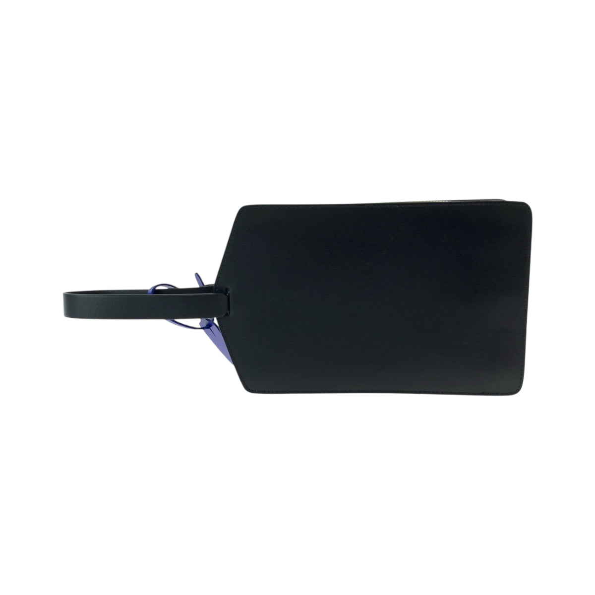 18354
OFF-WHITE オフホワイト ネームタグ ブラック 黒 ブルー ゴールド金具 レザー クラッチバッグ ハンドバッグ  メンズ A48