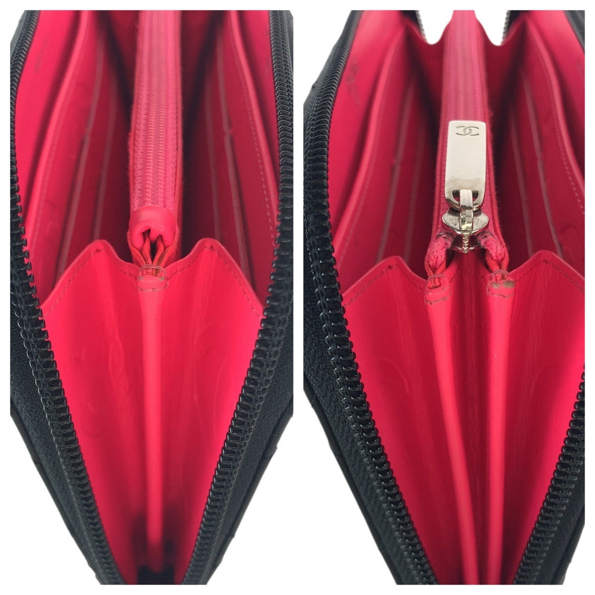 18355
CHANEL シャネル カンボンライン ココマーク ブラック 黒 シルバー金具 レザー / エナメル 長財布 ロングウォレット レディース A84