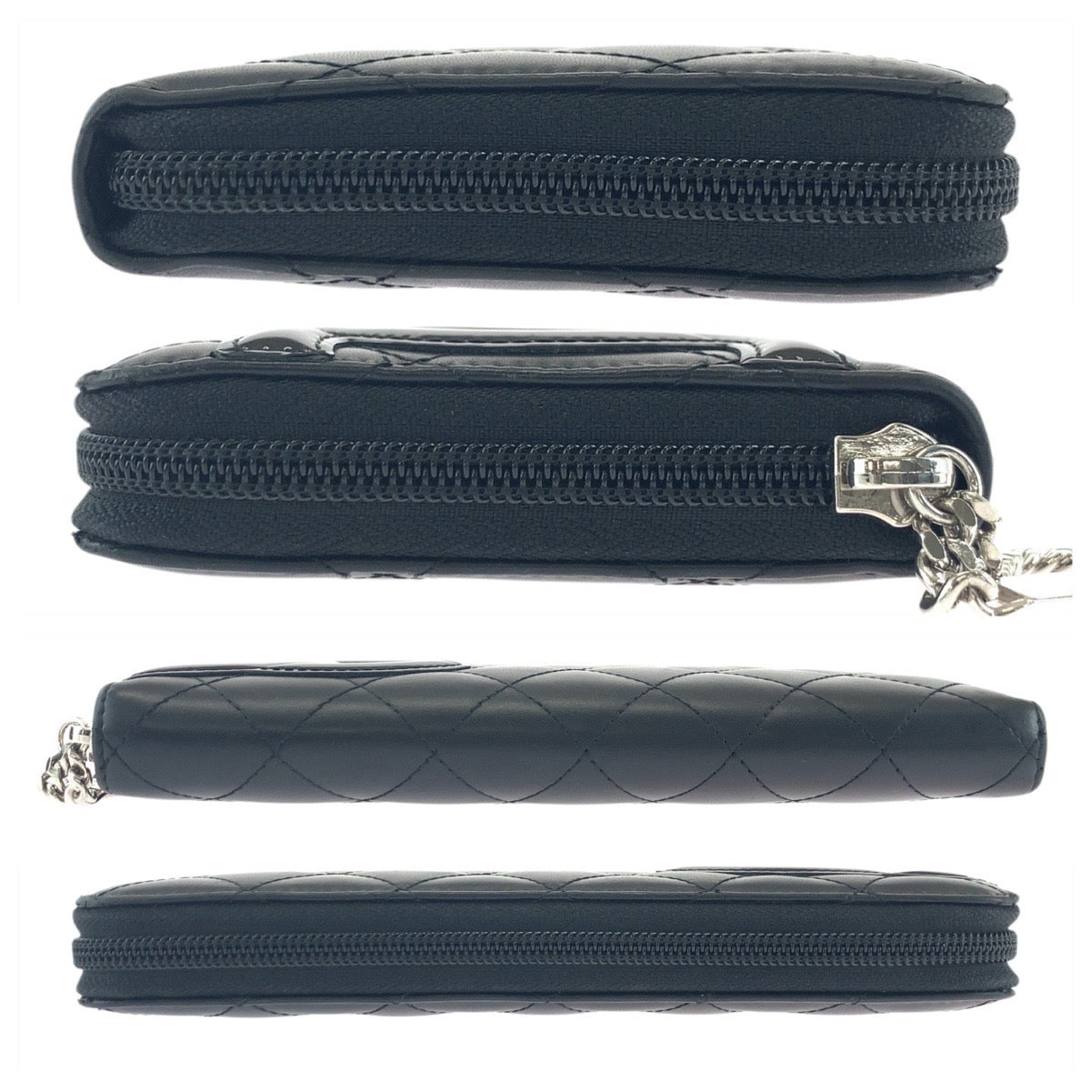 18355
CHANEL シャネル カンボンライン ココマーク ブラック 黒 シルバー金具 レザー / エナメル 長財布 ロングウォレット レディース A84