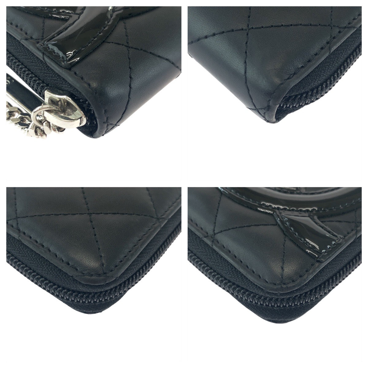 18355
CHANEL シャネル カンボンライン ココマーク ブラック 黒 シルバー金具 レザー / エナメル 長財布 ロングウォレット レディース A84