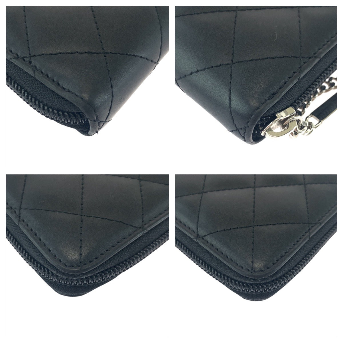 18355
CHANEL シャネル カンボンライン ココマーク ブラック 黒 シルバー金具 レザー / エナメル 長財布 ロングウォレット レディース A84