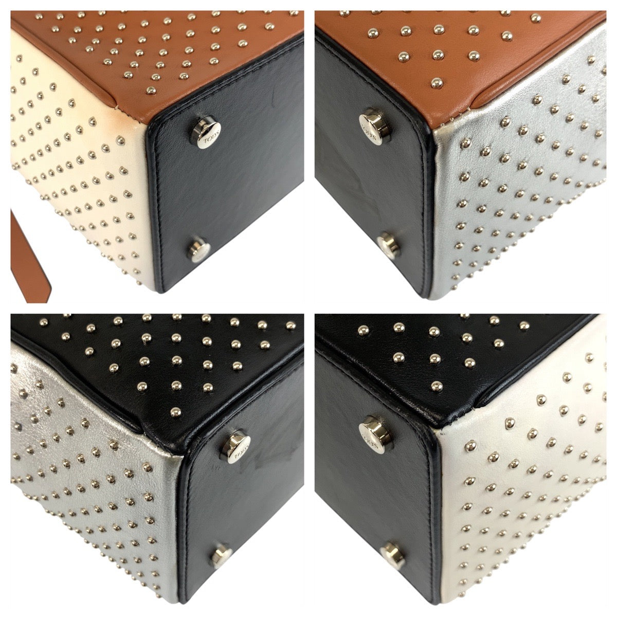 18356
TOD’S トッズ ゴンミーニ ブラウン ブラック シルバー金具 レザー ショルダーバッグ ハンドバッグ 2way  レディース A45