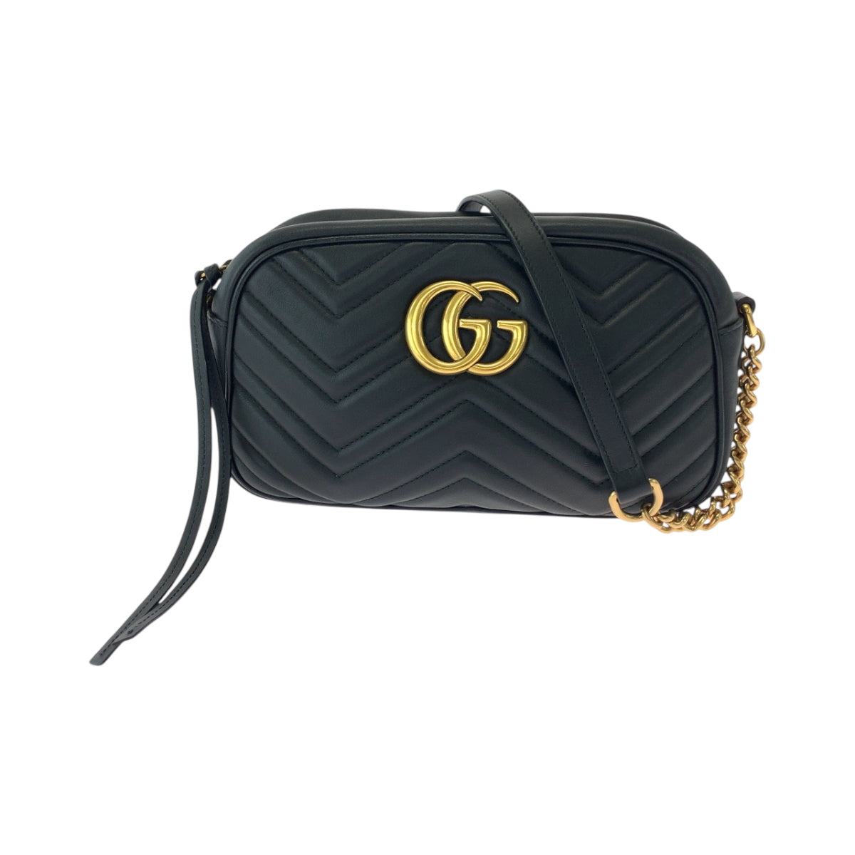 18358
GUCCI グッチ GGマーモント キルティング ブラック 黒 ゴールド金具 レザー 447632 ショルダーバッグ ポシェット  レディース
