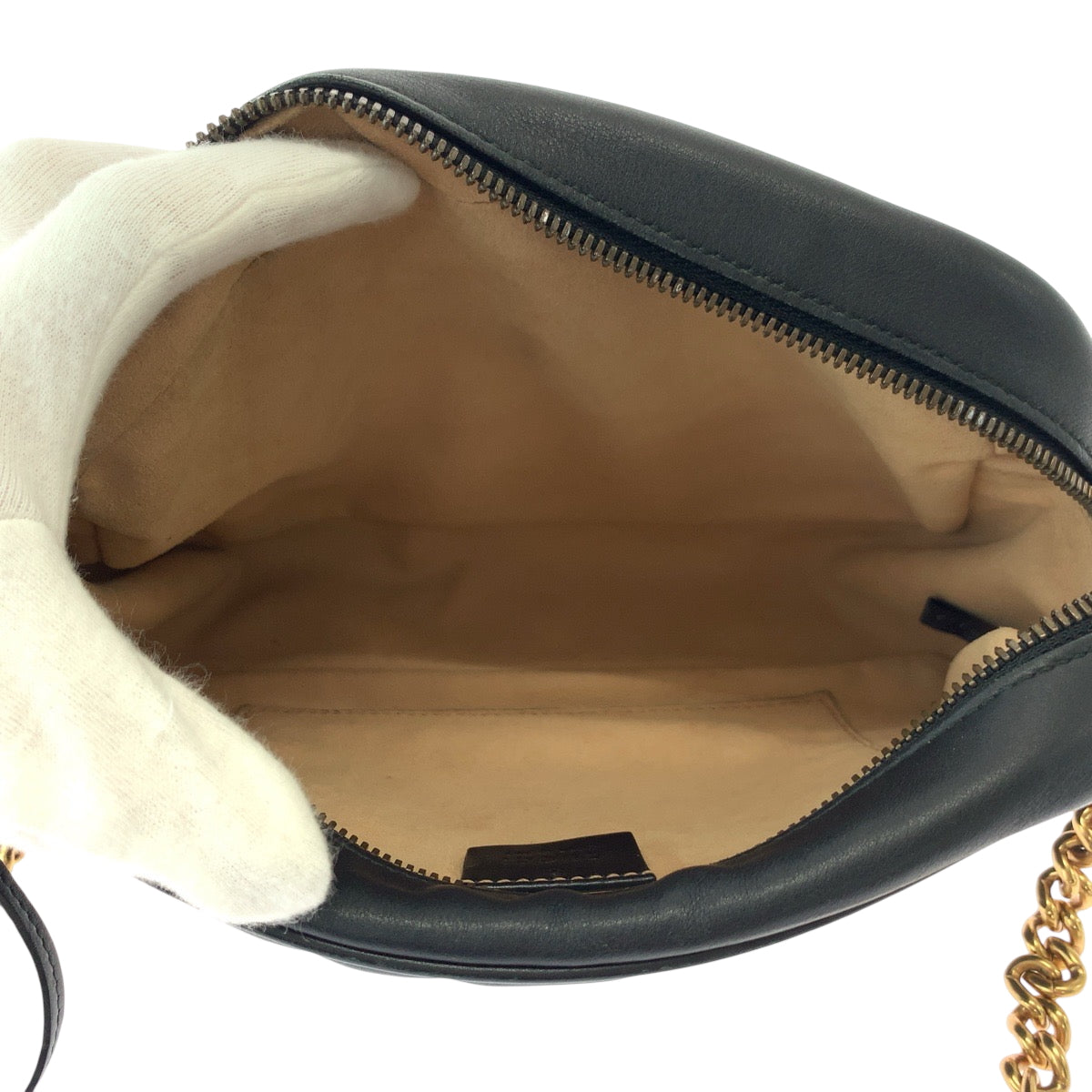 18358
GUCCI グッチ GGマーモント キルティング ブラック 黒 ゴールド金具 レザー 447632 ショルダーバッグ ポシェット  レディース