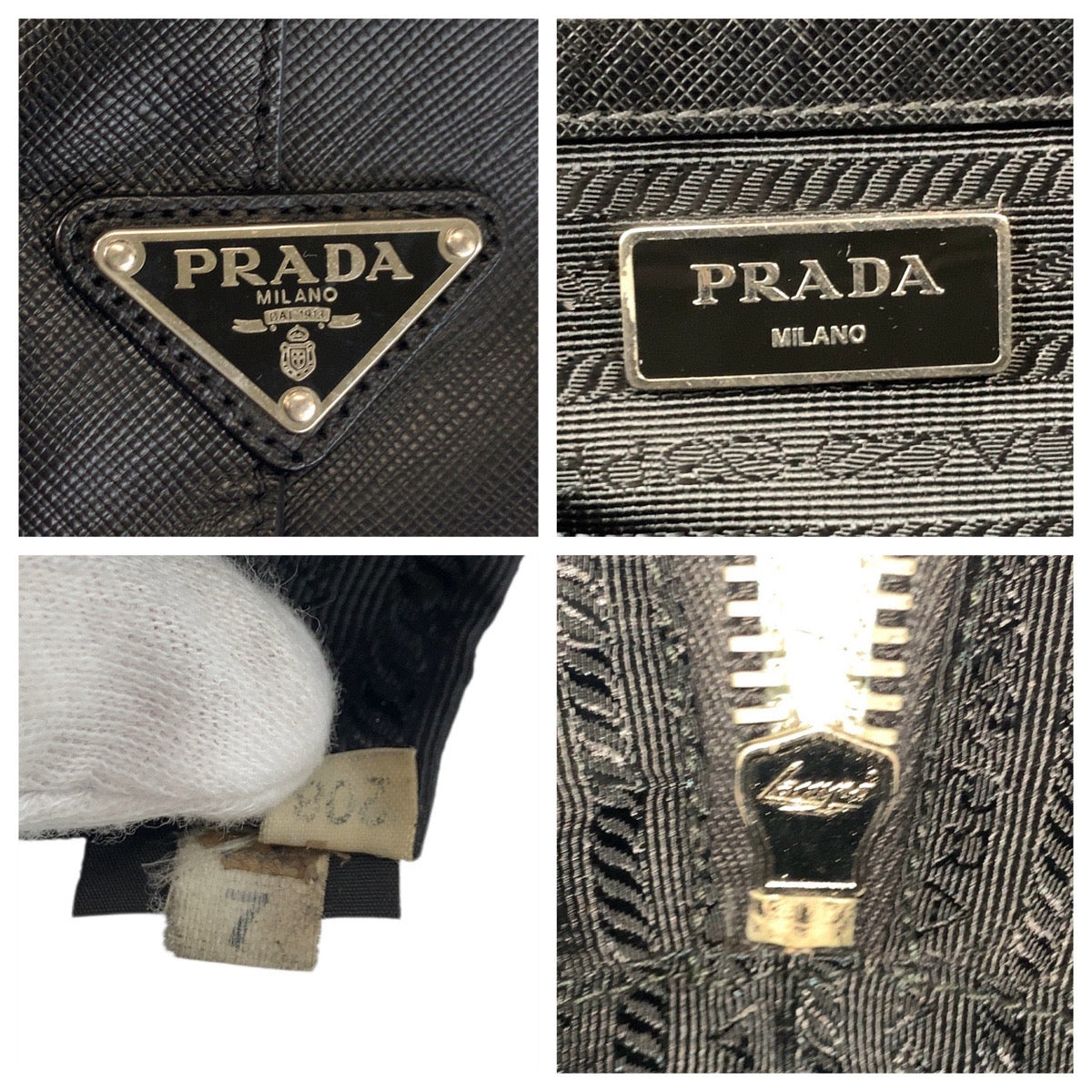 18359
PRADA プラダ サフィアーノ ブラック 黒 シルバー金具 レザー ビジネスバッグ ブリーフケース  メンズ AB52
