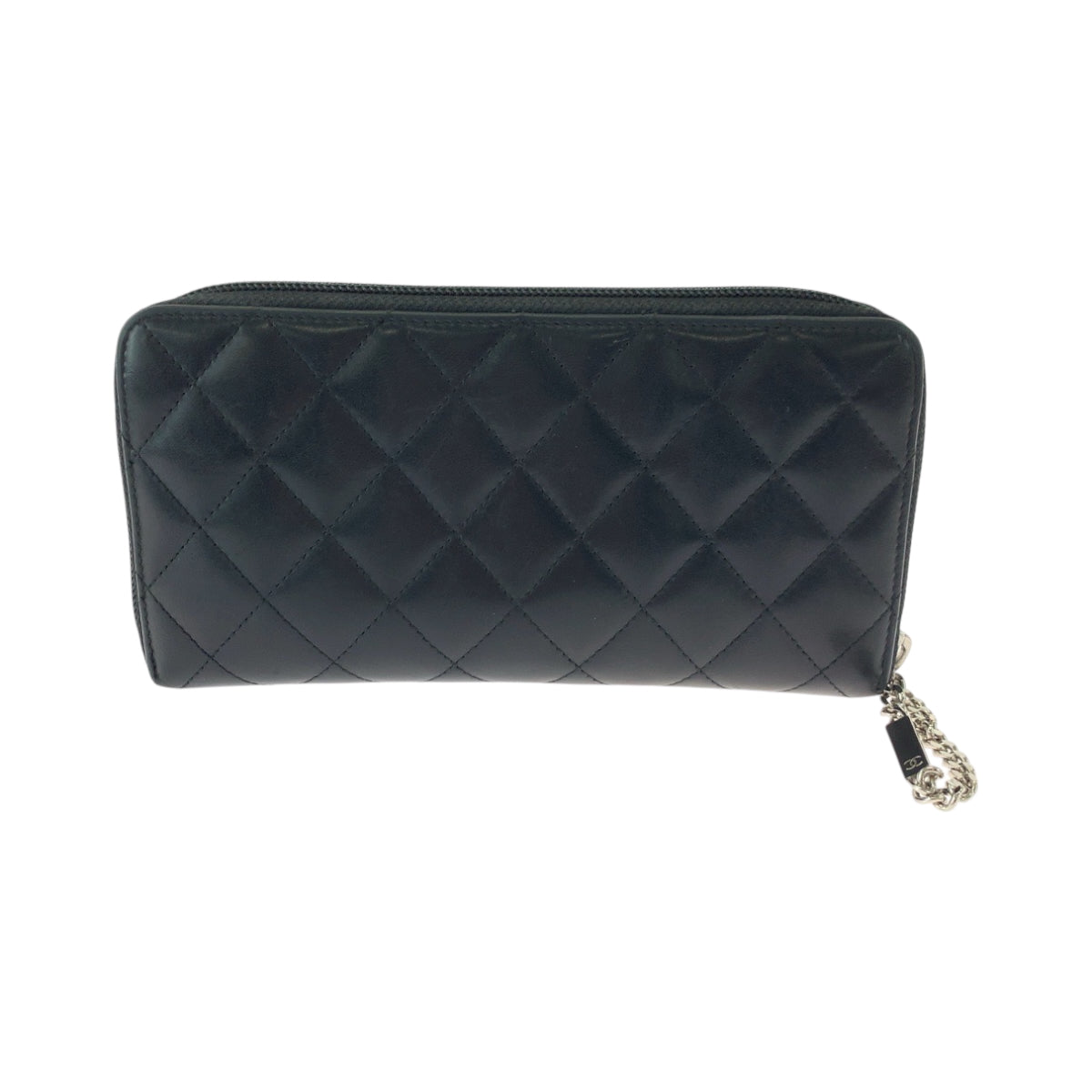 18360
CHANEL シャネル カンボンライン ココマーク ブラック 黒 シルバー金具 カーフ 長財布 ラウンドファスナー  レディース AB38